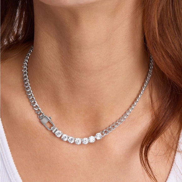 COPY - Silver Chain Necklace with Crystal Accents - Picture 4 of 4